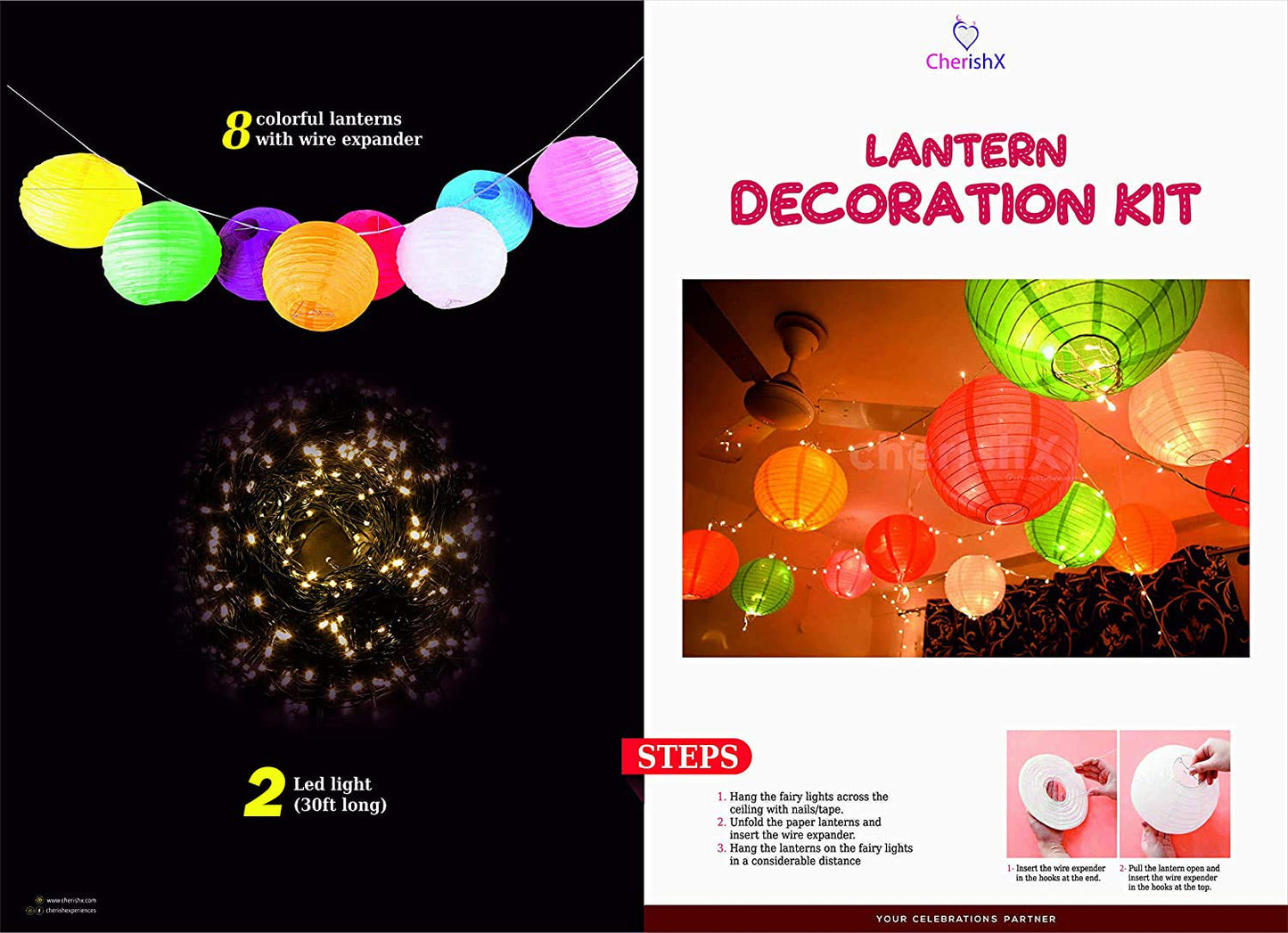 Colorful Paper Lanterns - Pack of 8 Pcs freeshipping - CherishX Partystore