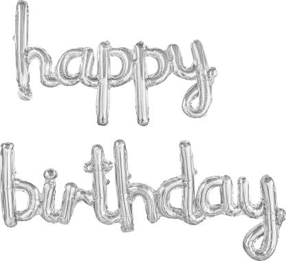 Cursive Silver Happy Birthday Foil Balloon freeshipping - CherishX Partystore