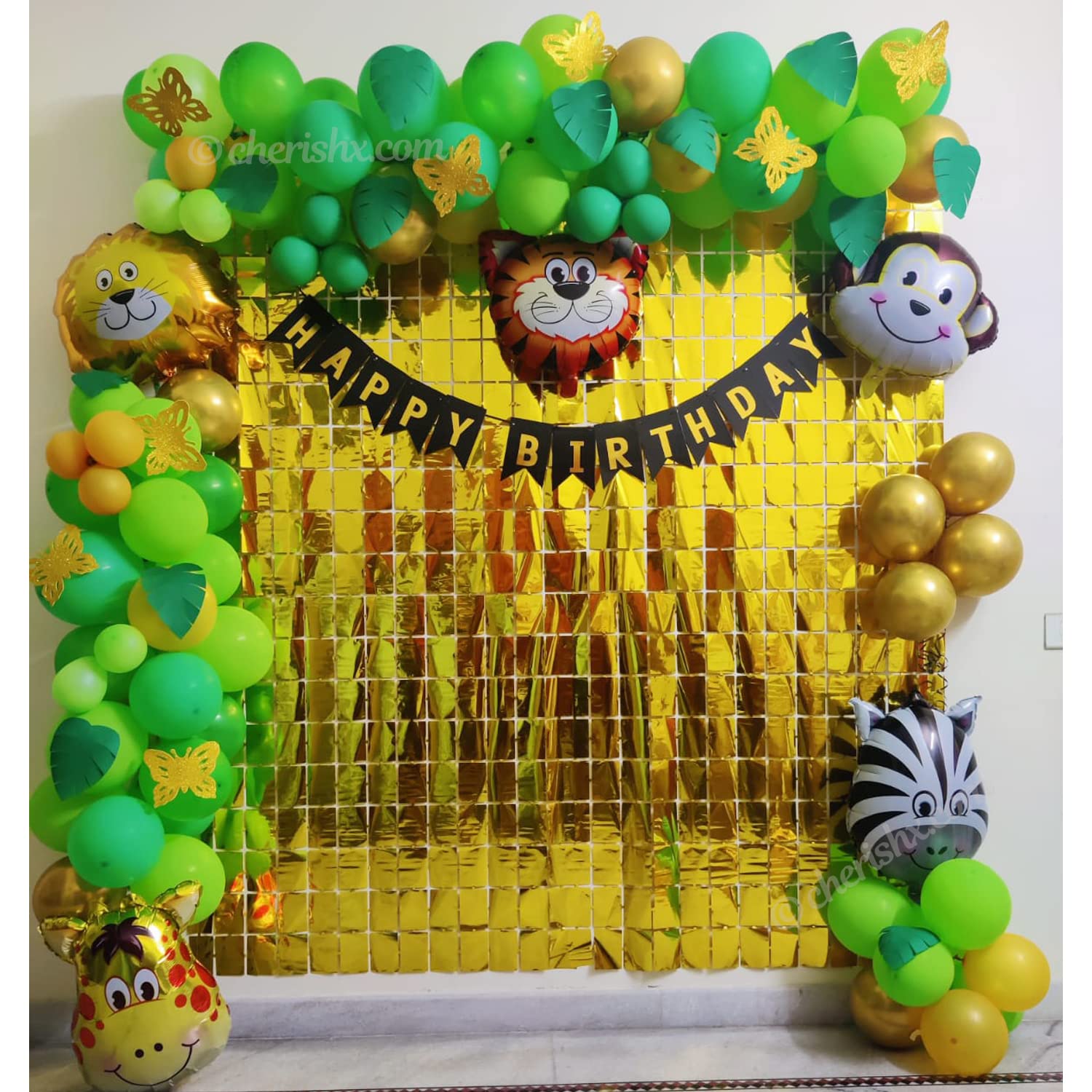 Forest Theme Birthday Party Decorations For Kids - 80 Pcs Combo - Bunting Animal Face Shape Foil, Chrome Rubber Balloons - Jungle Theme Birthday Decoration for Boy or Girl freeshipping - CherishX Partystore