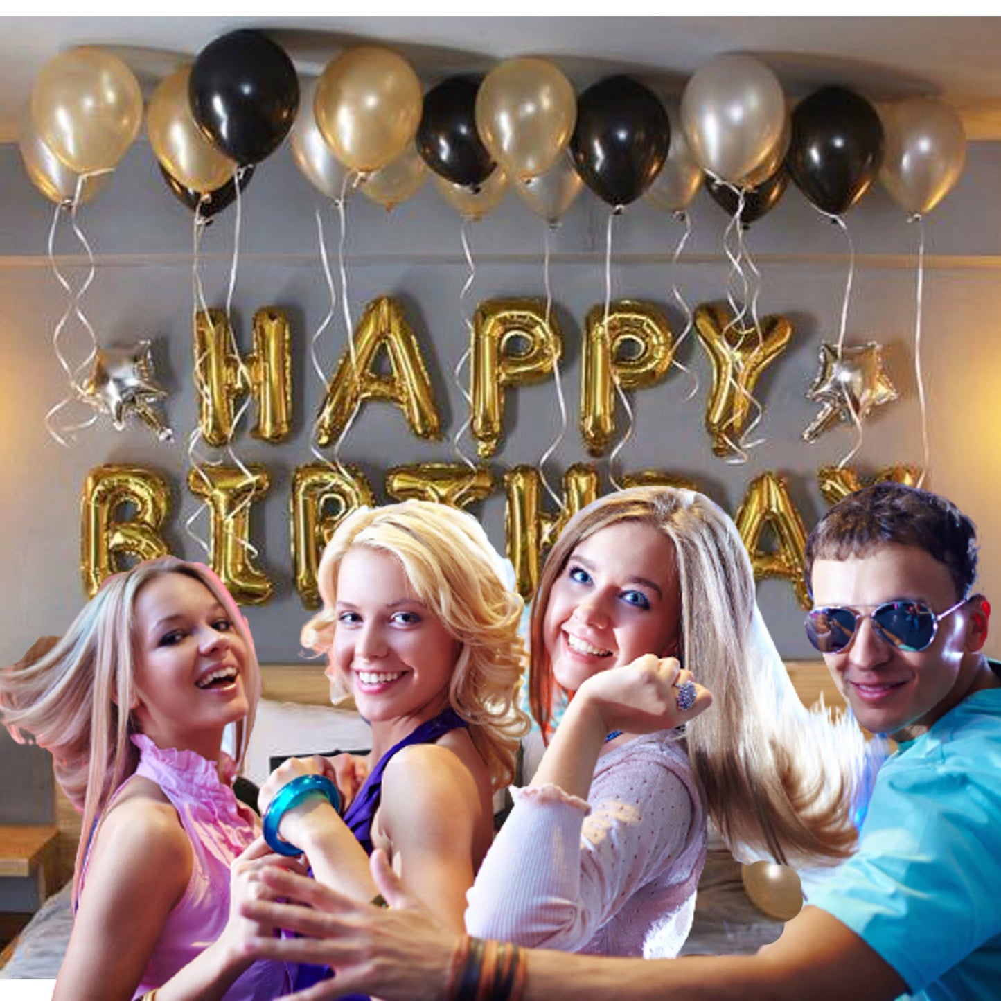 Golden Birthday Balloons for Decoration – Pack of 36 Pcs – Happy Birthday Foil, Small Star Foil, Metallic & Latex Balloons- 1st, 10th, 18th, 21st, 25th, 30th, 40th, 50th Birthday - CherishX Partystore