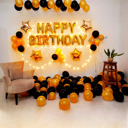 Golden & Black Birthday Decoration Items - CherishX Partystore