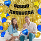 Golden & Blue Happy Birthday Banner Balloon Decorations - Pack of 44 Pcs - CherishX Partystore