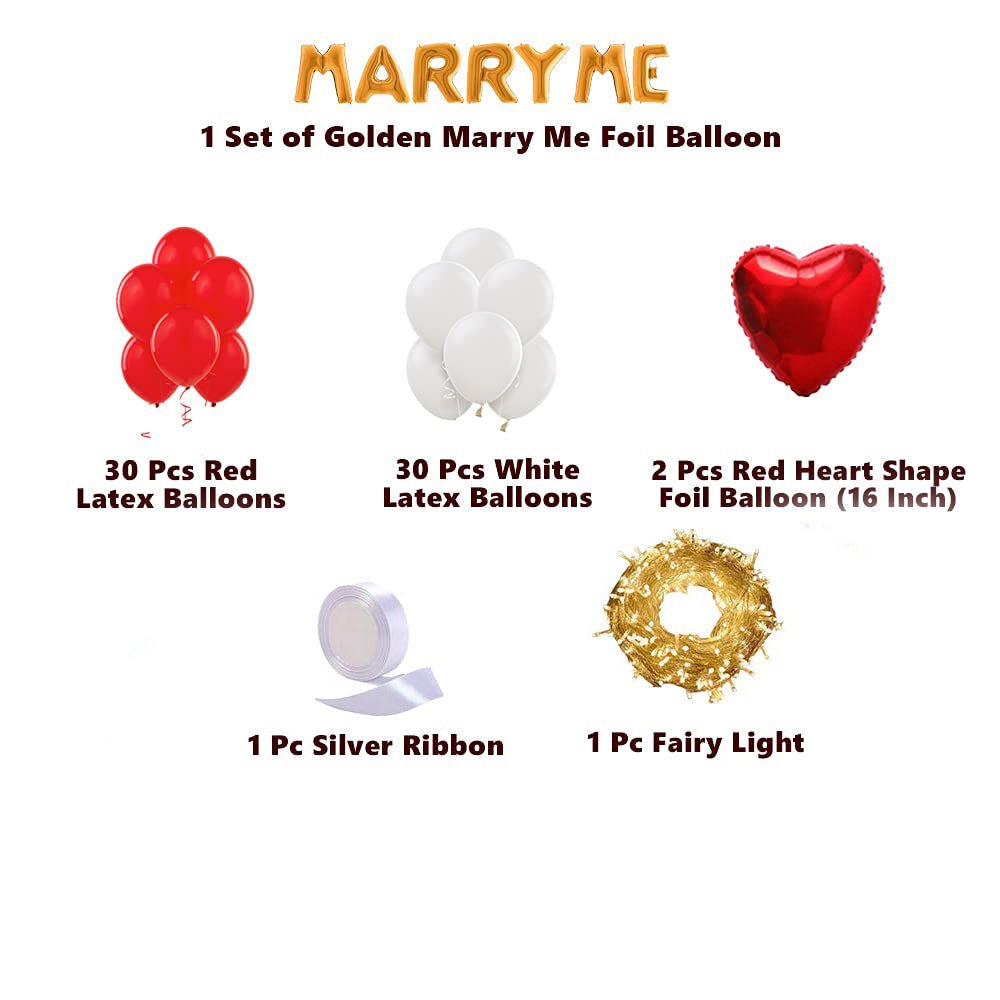 Golden Pack - Golden Marry Me Decoration Balloon Kit 71Pc Combo - Valentine day freeshipping - CherishX Partystore