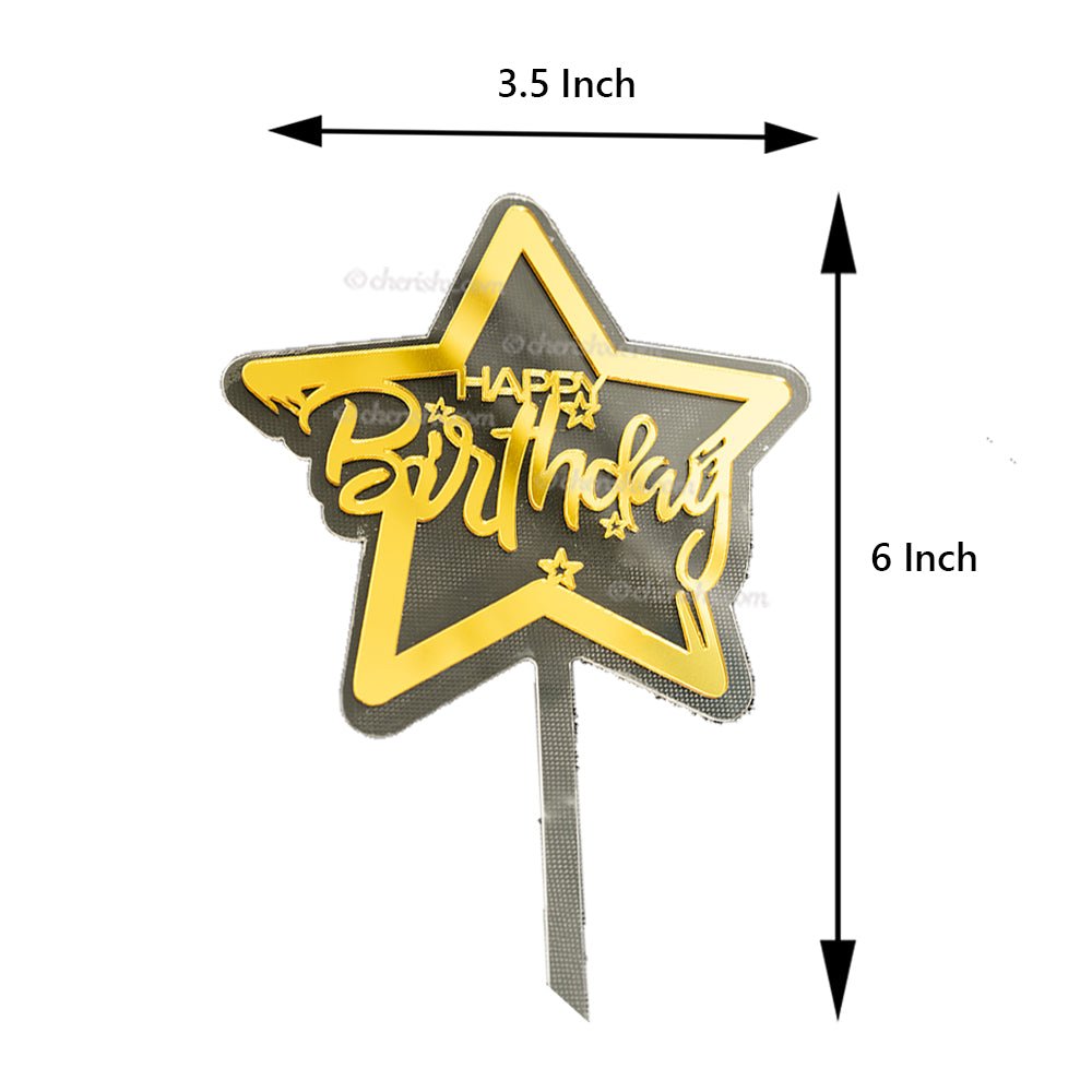 Golden Star Cake Toppers for Happy Birthday Cake Topper, Cupcake Toppers Special Decorations Item freeshipping - CherishX Partystore