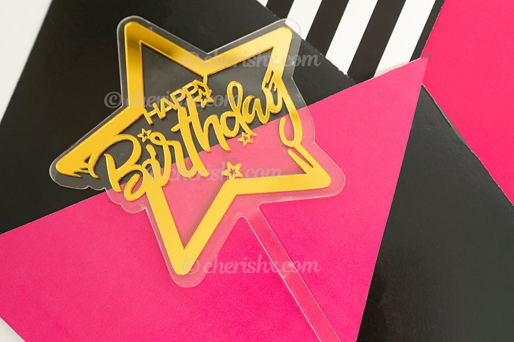Golden Star Cake Toppers for Happy Birthday Cake Topper, Cupcake Toppers Special Decorations Item freeshipping - CherishX Partystore