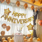Golden & White Anniversary Decoration Items for Room - Pack of 43 Pcs - Happy Anniversary Foil, Star Foil, Curtain & Metallic Balloon Decoration for Anniversary Husband, Mom, Dad - CherishX Partystore
