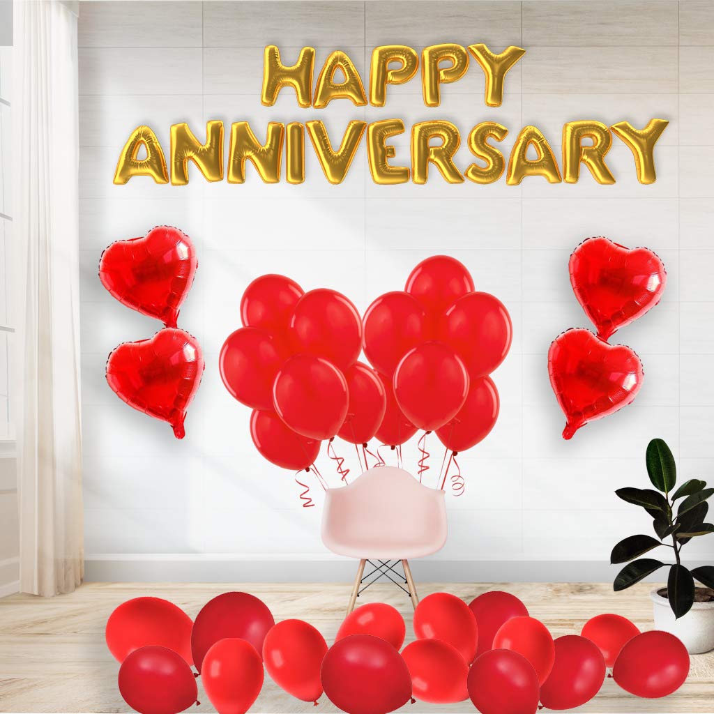 Happy Anniversary Decoration Kit with Foil Balloon Golden Color for Home Celebration and Surprise freeshipping - CherishX Partystore