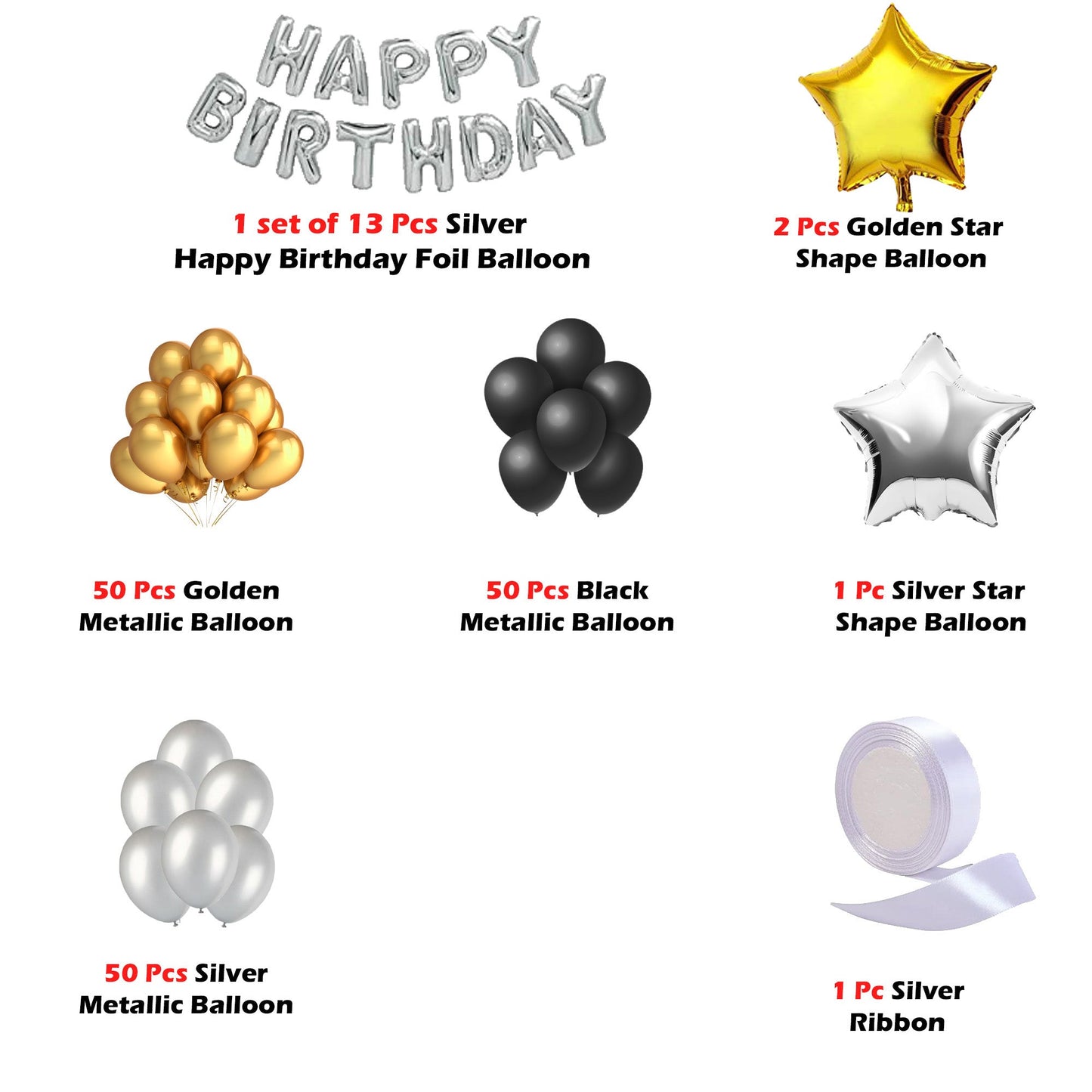 Happy Birthday Balloon Decoration Kit - Pack of 167 Pcs - Golden and Black DIY Kit freeshipping - CherishX Partystore