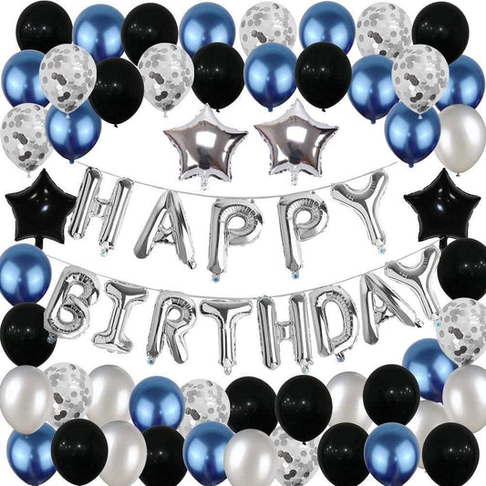 Happy Birthday Deoctation White & Blue - 24 Pcs items - Birthday  Decorations – FrillX