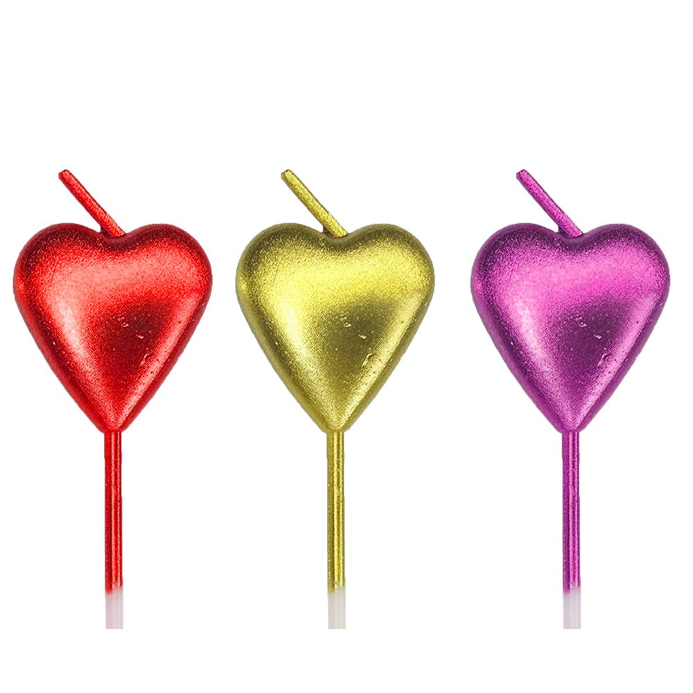 Heart Shape Cake Candle for Birthday - Pack of 3  - Birthday Cake Candles Wedding Party and Cake Decoration freeshipping - CherishX Partystore