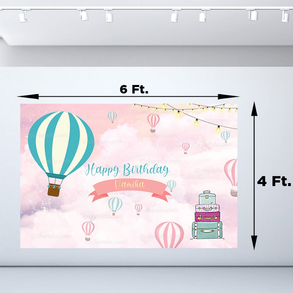 Hot Air Balloon Theme Personalized Backdrop for Kids Birthday - Flex banner freeshipping - CherishX Partystore