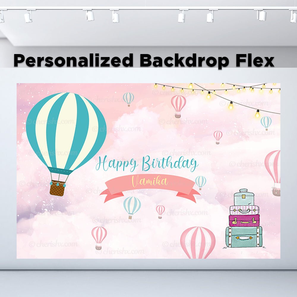 Hot Air Balloon Theme Personalized Backdrop for Kids Birthday - Flex banner freeshipping - CherishX Partystore