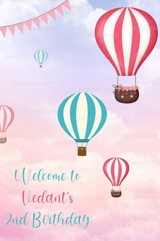 Hot Air Balloon Theme Personalized Welcome Board for Kids Birthday - Welcome Door freeshipping - CherishX Partystore