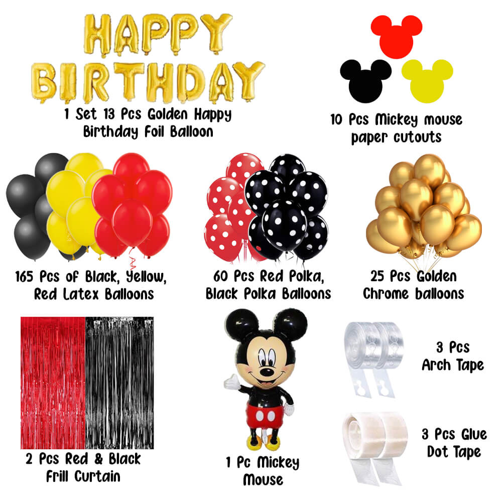 Mickey Mouse Birthday Party Decorations 282 Pcs - Birthday Wall