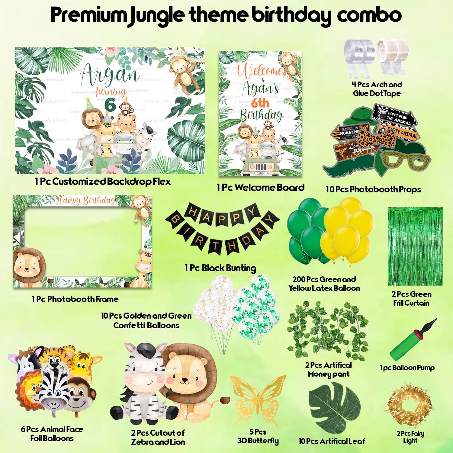 Jungle theme Combo Birthday Kit - Gold freeshipping - CherishX Partystore