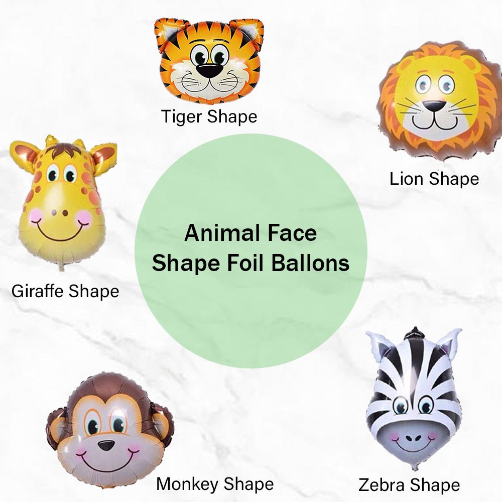 Jungle Theme Kids Birthday Decoration Items - Pack of 47 Pcs- Bunting, Animal Face Foil balloons, Arch Tape - forest theme birthday party freeshipping - CherishX Partystore