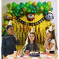 Jungle Theme Kids Birthday Decoration Items - Pack of 93 Pcs- Bunting, Animal Face Foil balloons, Artifical Leaf, Arch Tape, Balloon Pump - forest theme birthday party freeshipping - CherishX Partystore