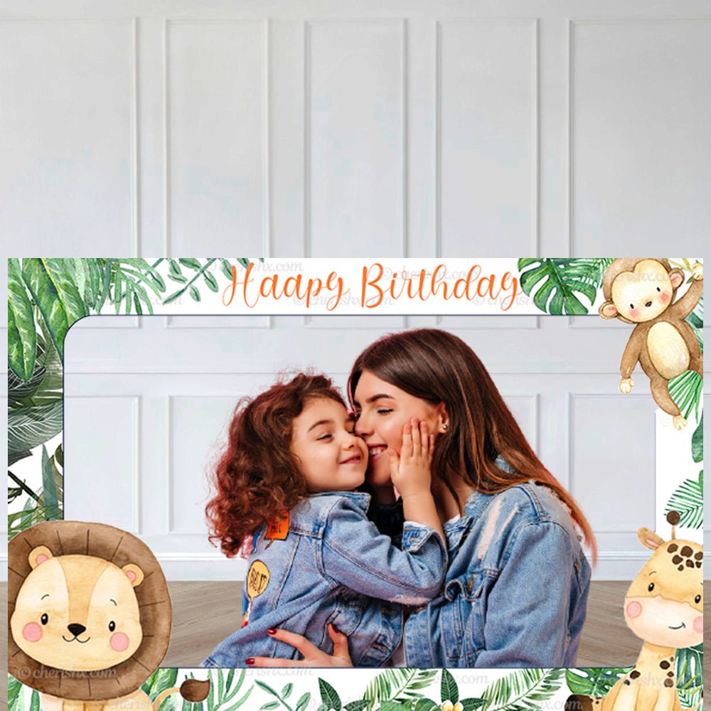 Jungle Theme Personalized Kids Happy Birthday Photobooth Frame freeshipping - CherishX Partystore