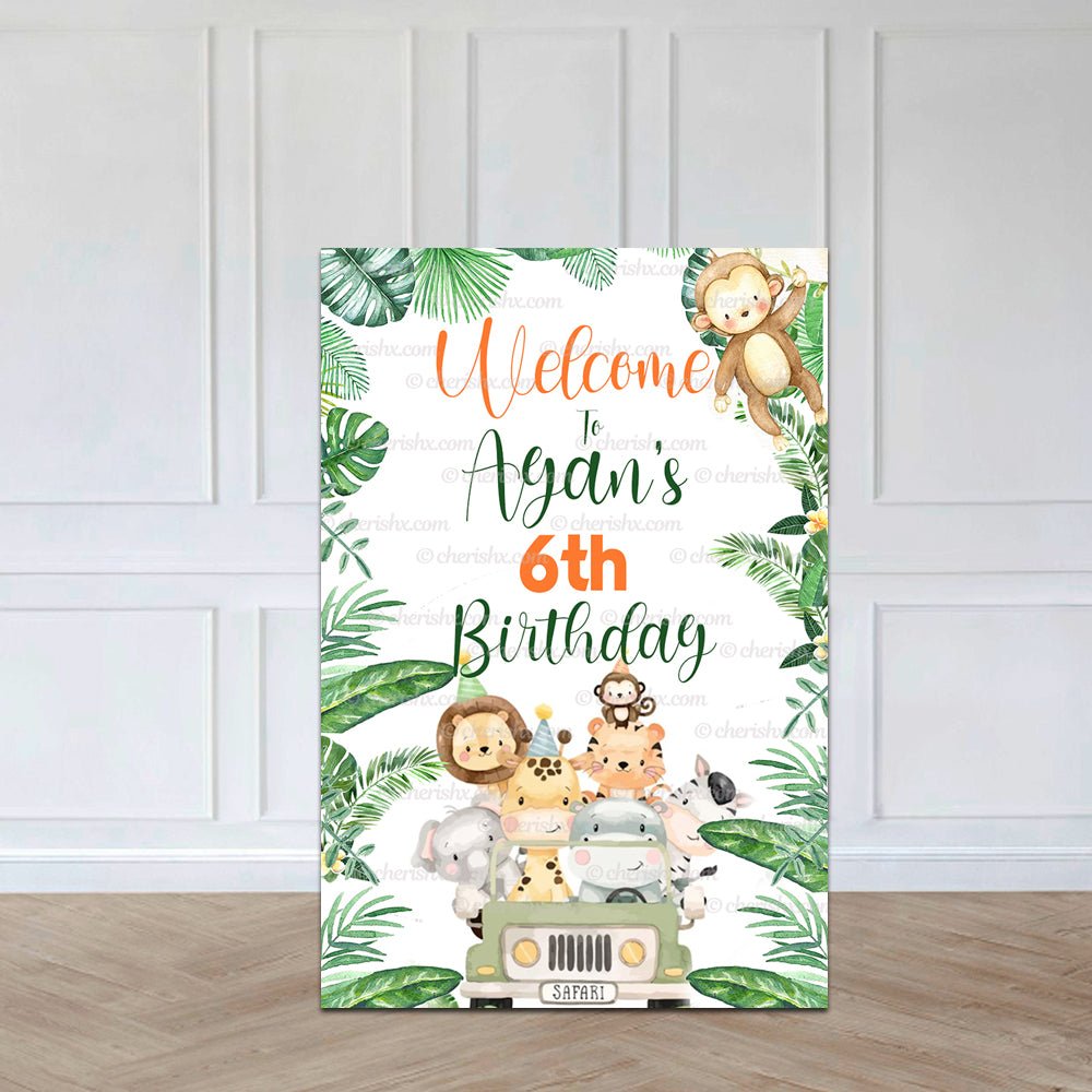 Jungle Theme Personalized Welcome Board for Kids Birthday - Welcome Door freeshipping - CherishX Partystore