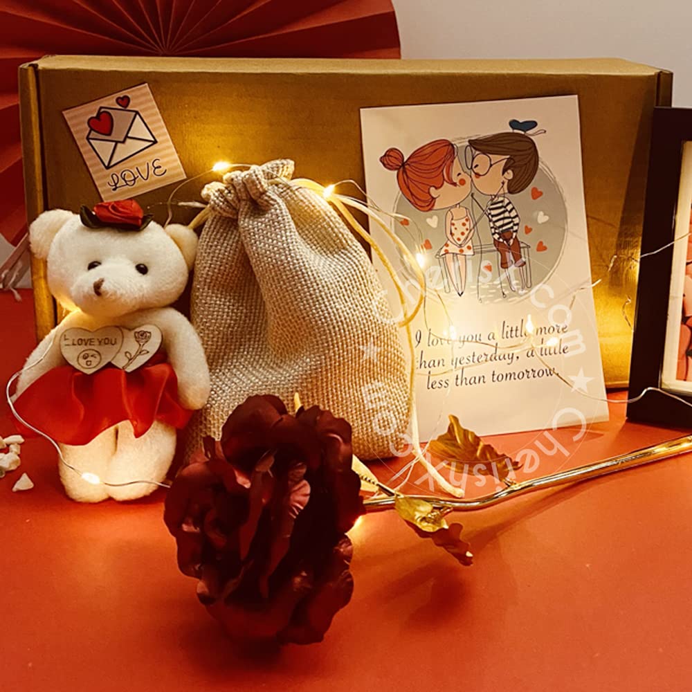 Collectible India Heart Shape Gift Box with Teddy & Rose - Gift For  Girlfriend, Girl, Boy, Friends,