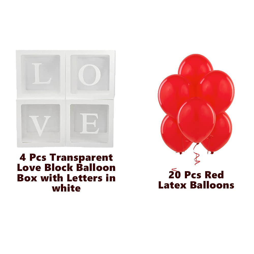 Love Surprise Transparent Cube Balloon Boxes Decoration -Pack of 24 Pcs- Red Latex Balloon freeshipping - CherishX Partystore
