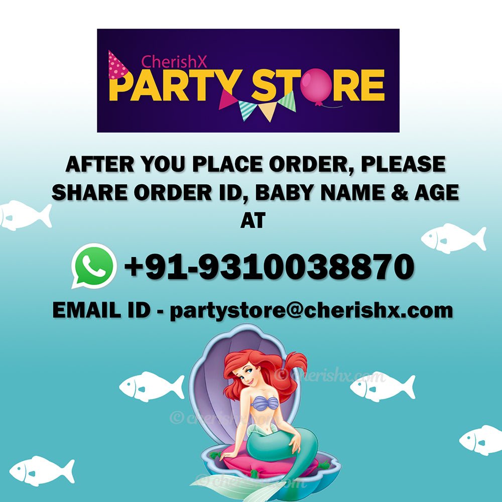 Mermaid Theme Personalized Backdrop for Kids Birthday - Flex banner freeshipping - CherishX Partystore