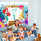 Mermaid Theme Personalized Backdrop for Kids Birthday - Flex banner freeshipping - CherishX Partystore