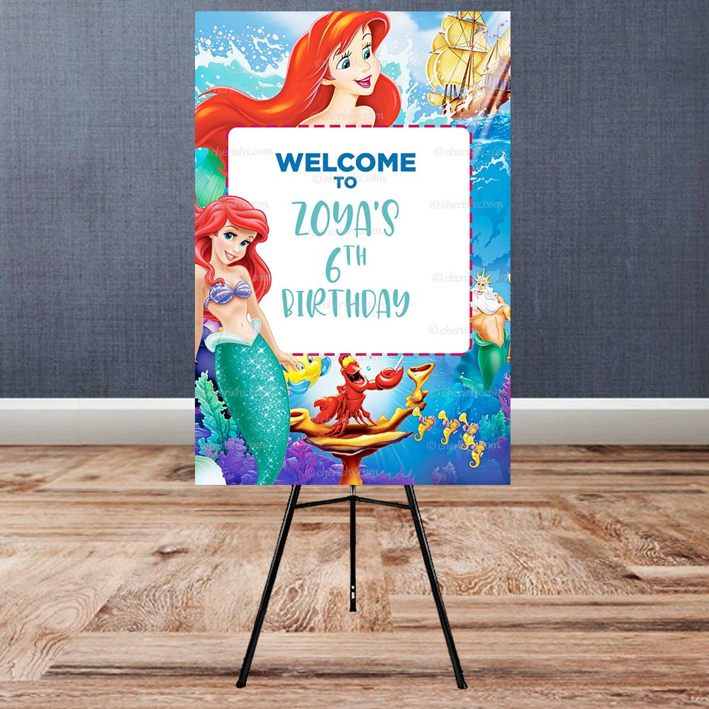 Mermaid Theme Personalized Welcome Board for Kids Birthday - Welcome Door freeshipping - CherishX Partystore