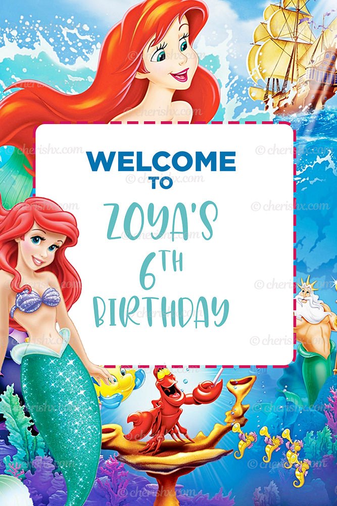 Mermaid Theme Personalized Welcome Board for Kids Birthday - Welcome Door freeshipping - CherishX Partystore