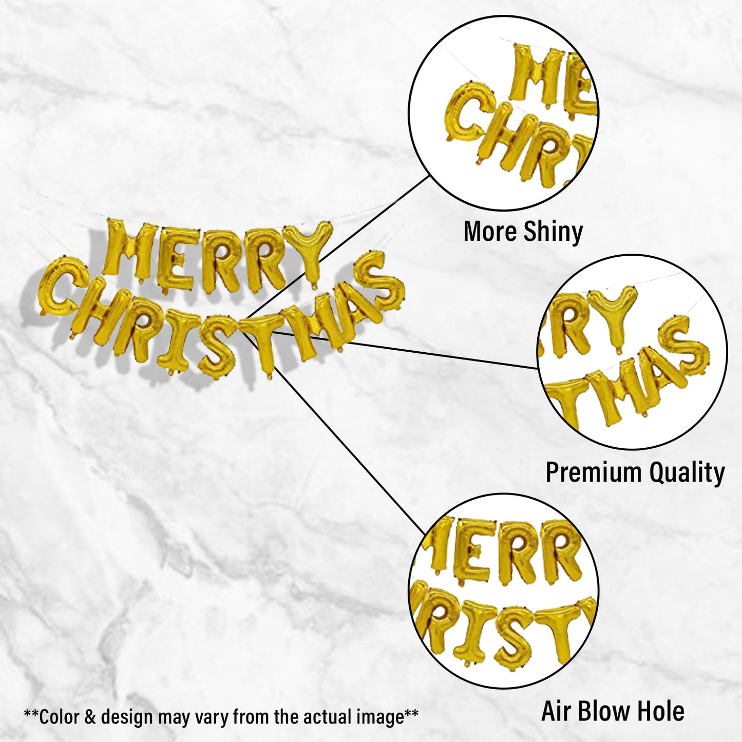 Merry Christmas Letter Foil Balloon-1 Set of 14 Pcs- 16 Inch- Golden Color freeshipping - CherishX Partystore
