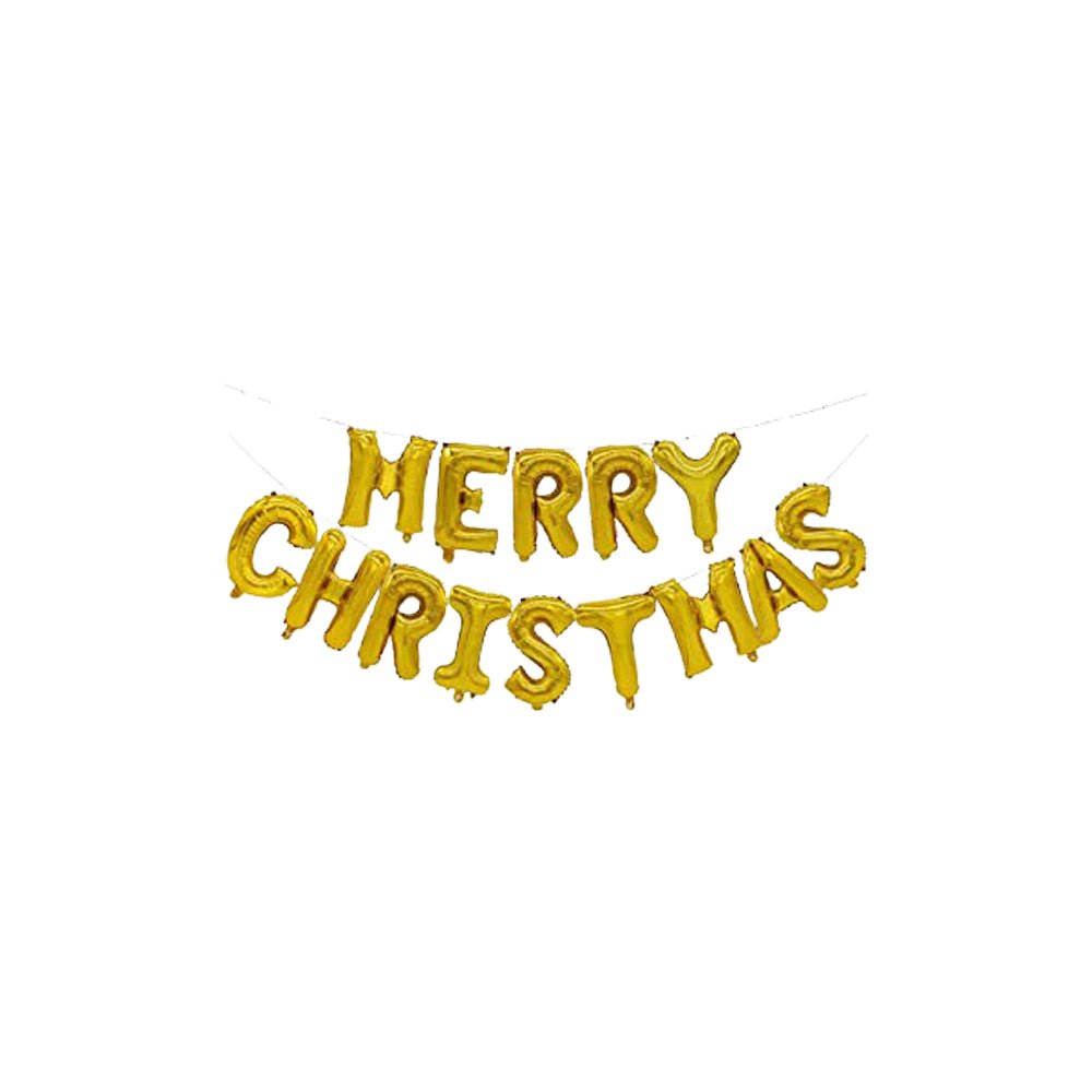 Merry Christmas Letter Foil Balloon-1 Set of 14 Pcs- 16 Inch- Golden Color freeshipping - CherishX Partystore