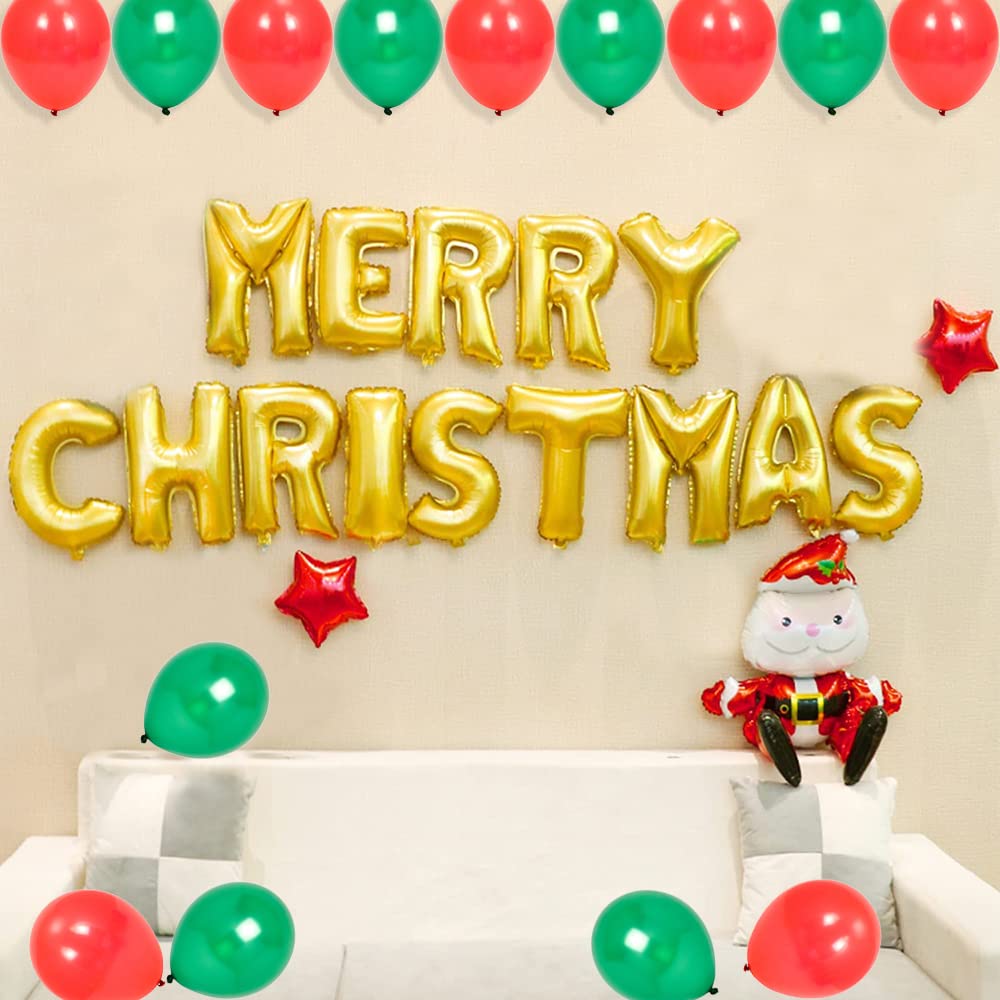 Merry Christmas Wall Decoration Kit- 29 Pcs Combo- Merry Christmas, Santa Foil Balloons & More freeshipping - CherishX Partystore