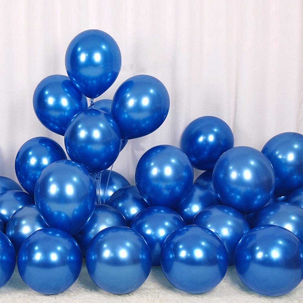 Blue metallic latex balloons for birthday decorations, anniversary, bachelorette, baby shower, kids decoration, blue balloons