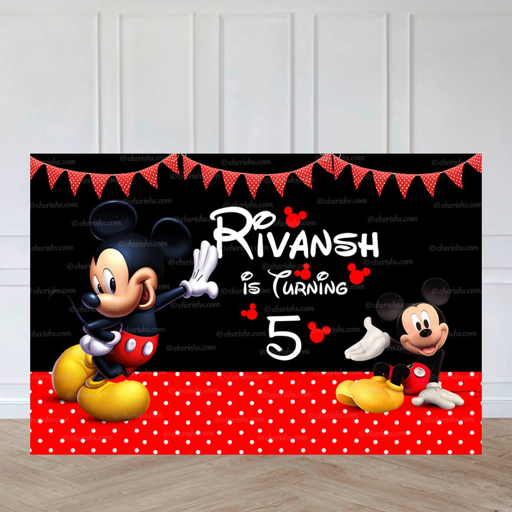 Mickey Mouse Theme Personalized Backdrop for Kids Birthday - Flex banner freeshipping - CherishX Partystore