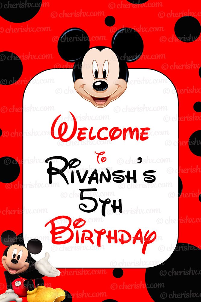 Mickey Mouse Theme Personalized Welcome Board for Kids Birthday - Welcome Door freeshipping - CherishX Partystore