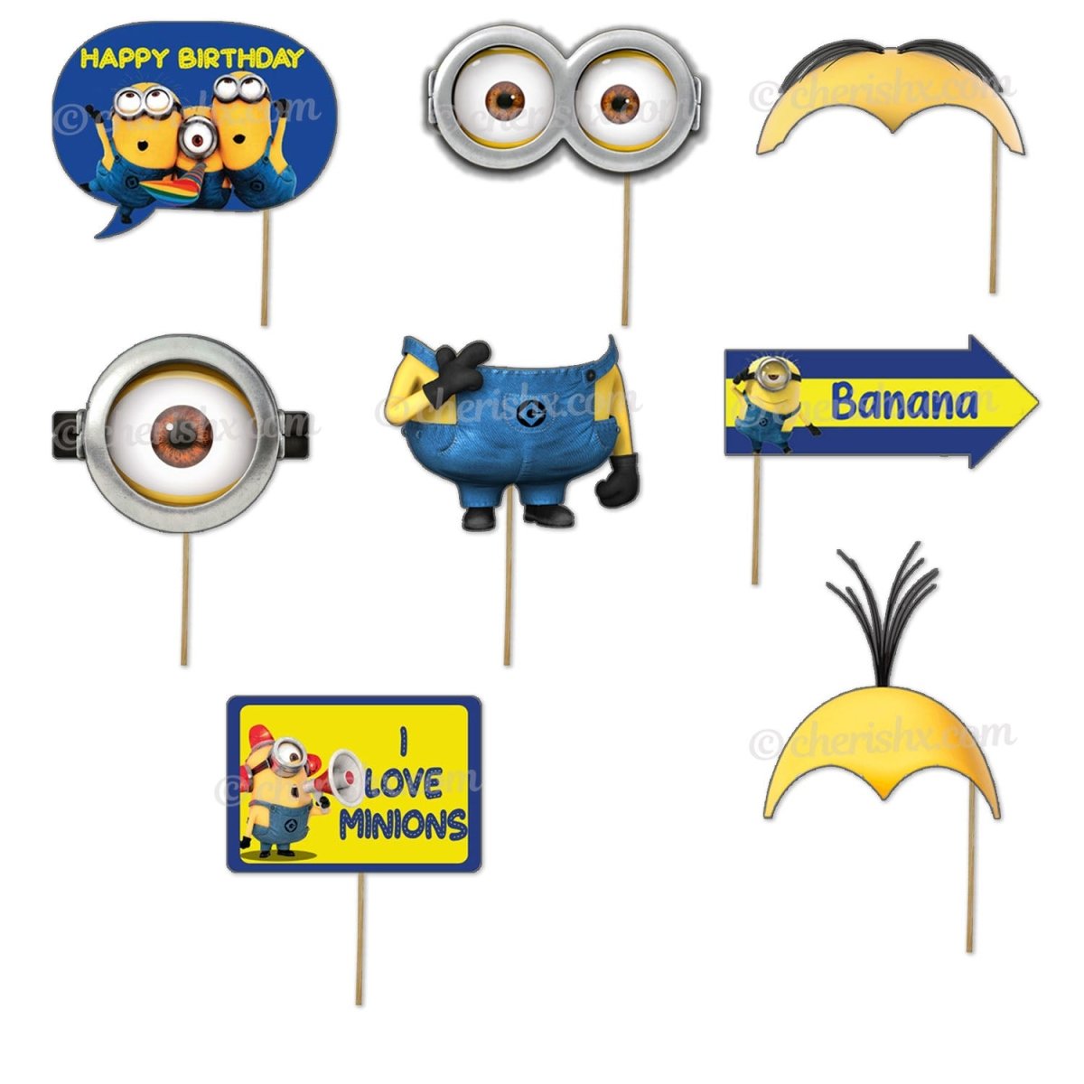 Minions Photo Booth Party Props freeshipping - CherishX Partystore