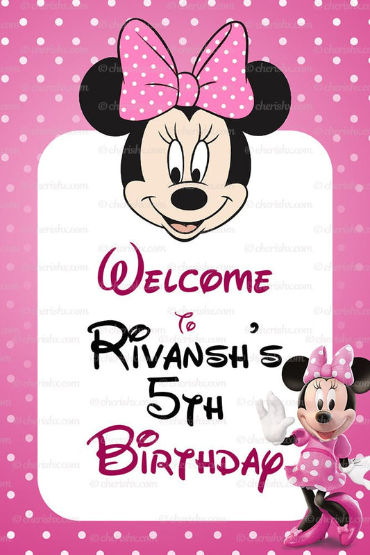 Minnie Theme Personalized Welcome Board for Kids Birthday - Welcome Door freeshipping - CherishX Partystore