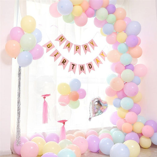 Multicolor Birthday Balloon Decoration Items - Pack of 124 Pcs - Happy Birthday Banner, Heart Shape Foil, Arch Tape, Pump & Pastel Balloons -Birthday Decoration Set freeshipping - CherishX Partystore