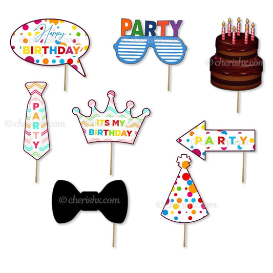 Multicolor Surprise Happy Birthday Photo Booth Party Props freeshipping - CherishX Partystore