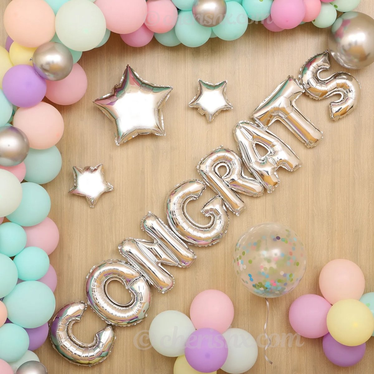 Pastel Congrats Letter Balloon Decoration Kit - Pack of 68 Pcs freeshipping - CherishX Partystore