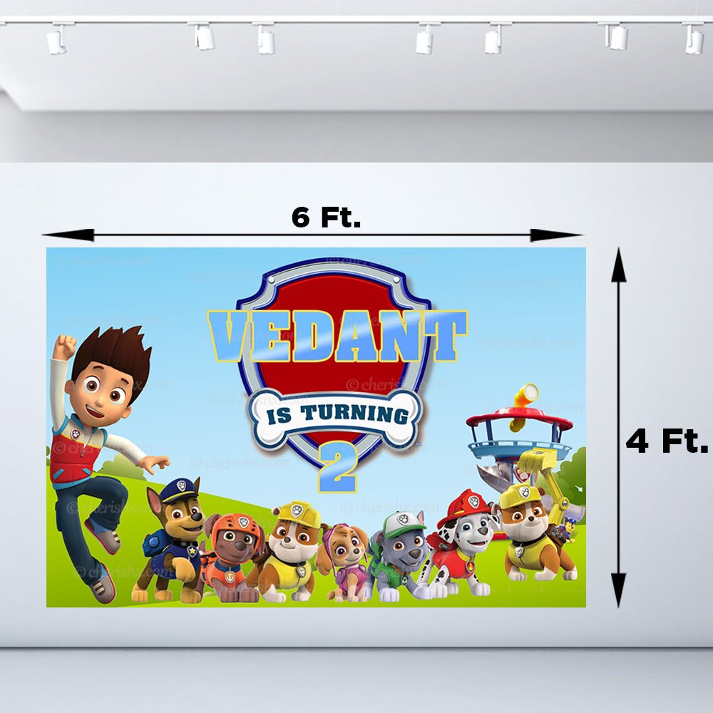 Paw Patrol  Theme Personalized Backdrop for Kids Birthday - Flex banner freeshipping - CherishX Partystore