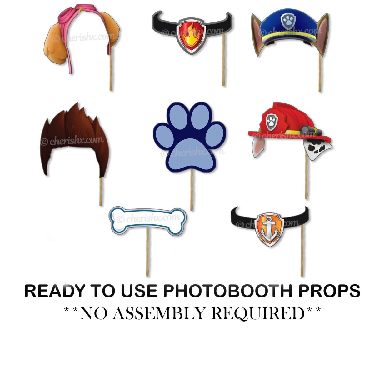 Paw Patrol Theme Photo Booth Party Props freeshipping - CherishX Partystore