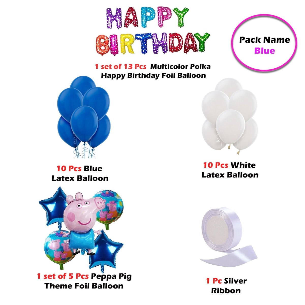 Peppa Pig theme Kids Birthday Balloon Decoration Kit Items - Pack of 35 Pcs freeshipping - CherishX Partystore