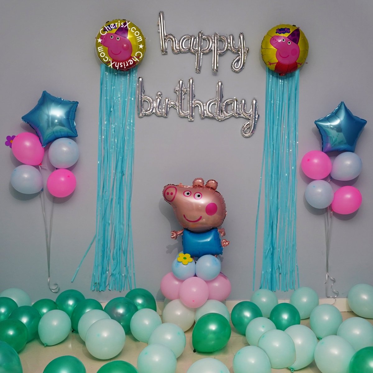 Peppa Pig Theme Kids Birthday Decoration Items - 44 Pcs Combo - DIY Kit freeshipping - CherishX Partystore