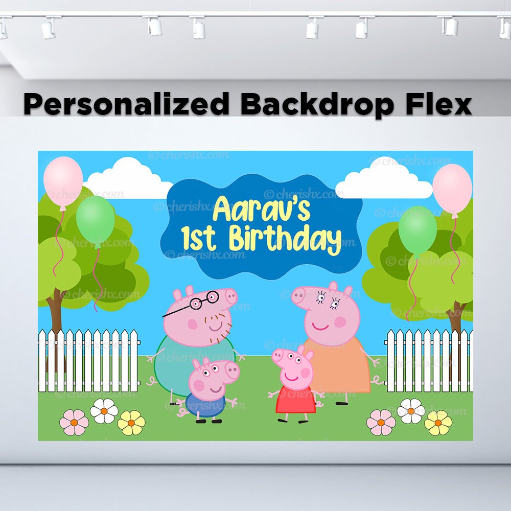 Peppa Pig Theme Personalized Backdrop for Kids Birthday - Flex banner freeshipping - CherishX Partystore