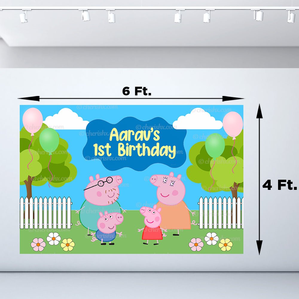 Peppa Pig Theme Personalized Backdrop for Kids Birthday - Flex banner freeshipping - CherishX Partystore