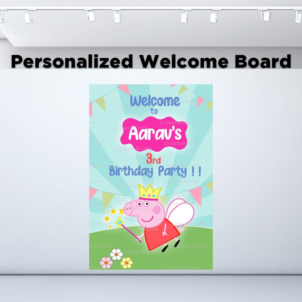 Peppa Pig Theme Personalized Welcome Board for Kids Birthday - Welcome Door freeshipping - CherishX Partystore