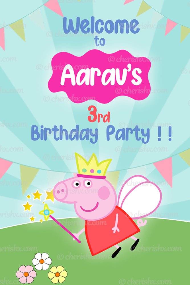 Peppa Pig Theme Personalized Welcome Board for Kids Birthday - Welcome Door freeshipping - CherishX Partystore