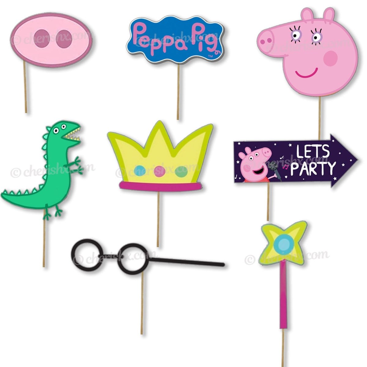Peppa Pig Theme Photo Booth Party Props freeshipping - CherishX Partystore