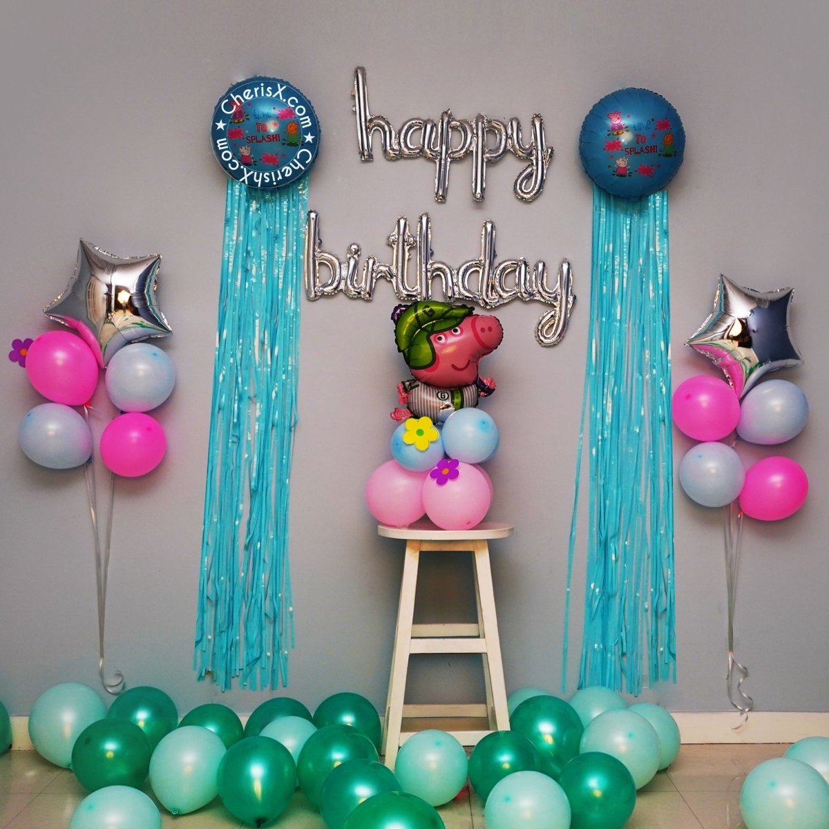 Peppa Pig with Cap Theme Kids Birthday Decoration Items - 44 Pcs Combo - DIY Kit freeshipping - CherishX Partystore